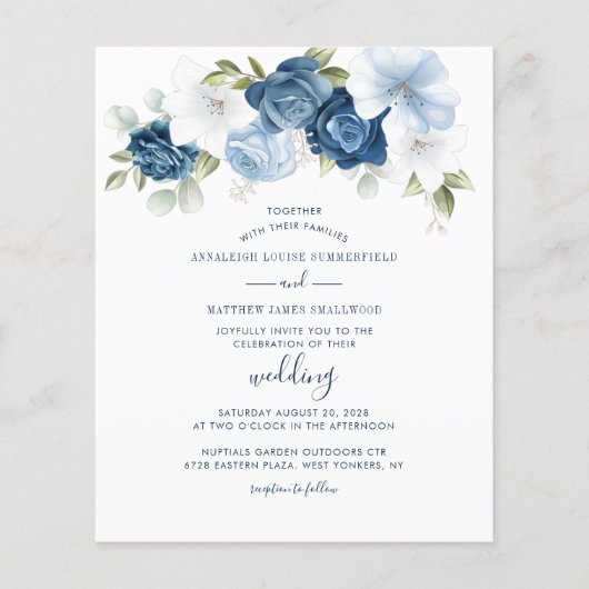 Budget Floral Dusty Blue Greenery Wedding (Voorkant)