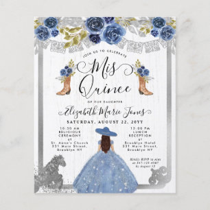 Budget Floral Dusty Blue Silver Charra Quinceanera