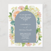 Budget Floral Dusty Blue Wedding All in One Invite (Voorkant)