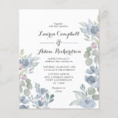 Budget Floral Dusty Blue Wedding Invitation (Voorkant)