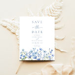 Budget Floral Dusty Blue Wedding Save The Date Flyer<br><div class="desc">Budget Floral Dusty Blue Wedding Save The Date Flyer</div>
