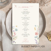 Budget floral elegant wedding menu flyer