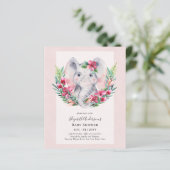 BUDGET Floral Elephant Baby shower nodigt uit (Staand voorkant)