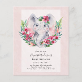 BUDGET Floral Elephant Baby shower nodigt uit