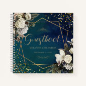 Budget Floral Emerald Green Gold Wedding Guestbook Notitieboek (Voorkant)