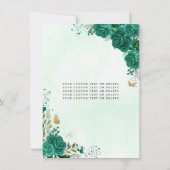 Budget Floral Emerald Green Princess Quinceanera Notitiekaartje (Achterkant)