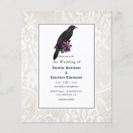 Budget Floral en Lace Gothic Wedding Invitation Flyer