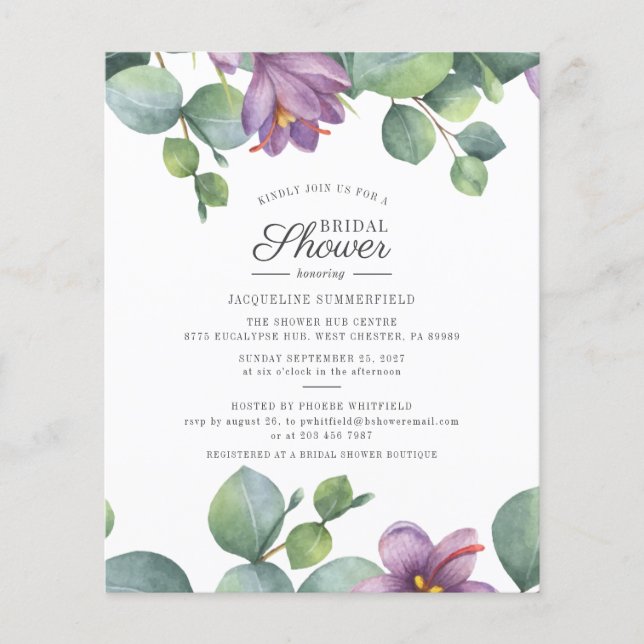 Budget Floral Eucalyptus Bridal Shower (Voorkant)