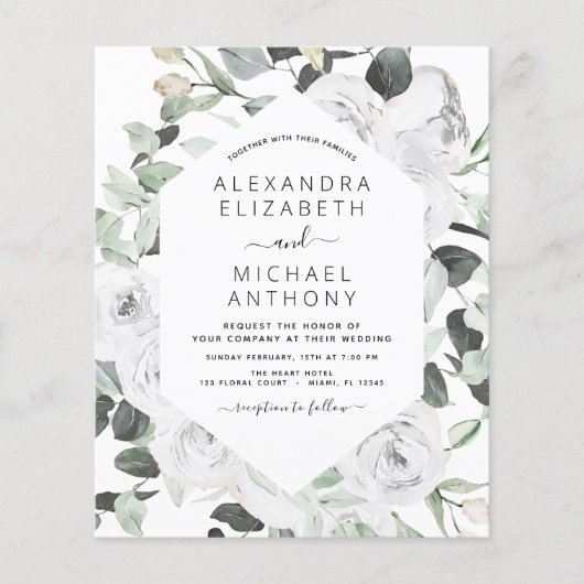 Budget Floral Eucalyptus Greenery Wedding Flyer (Voorkant)