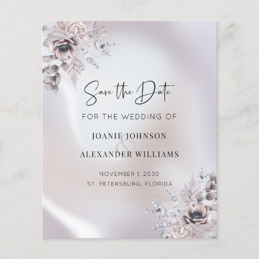 Budget Floral Eucalyptus Wedding Save the Date (Voorkant)