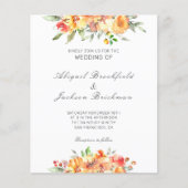 Budget Floral Fall Wedding Uitnodiging (Voorkant)