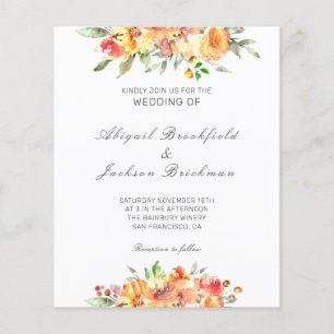 Budget Floral Fall Wedding Uitnodiging