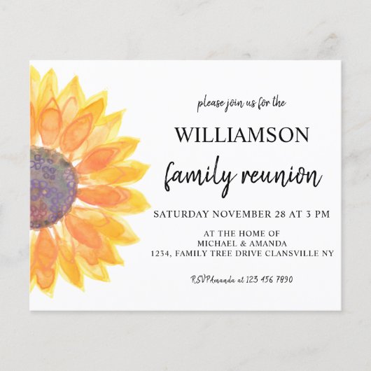 Budget Floral Familie Uitnodiging (Voorkant)