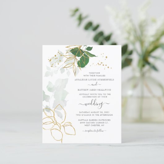 Budget Floral Faux Gold Glitter Wedding (Staand voorkant)