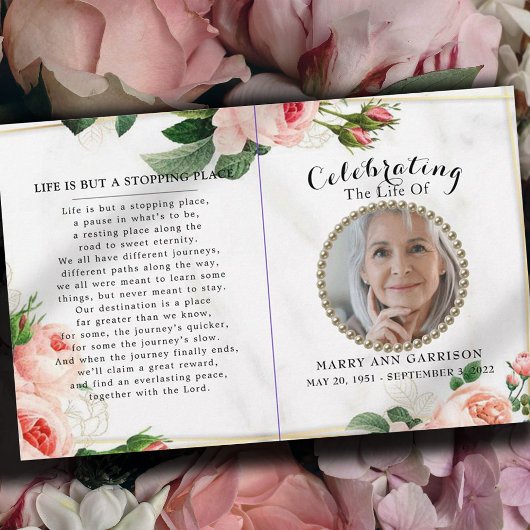 Budget Floral Foto Celebration of Life Programme