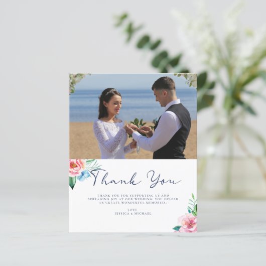 Budget Floral Foto Weddenschap Hartelijk dank (Staand voorkant)