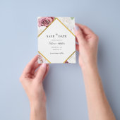 Budget Floral Geometric Roos Gold sparen de datum Flyer (Hand)
