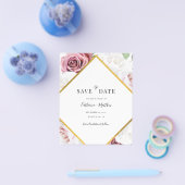 Budget Floral Geometric Roos Gold sparen de datum Flyer (Enkel)