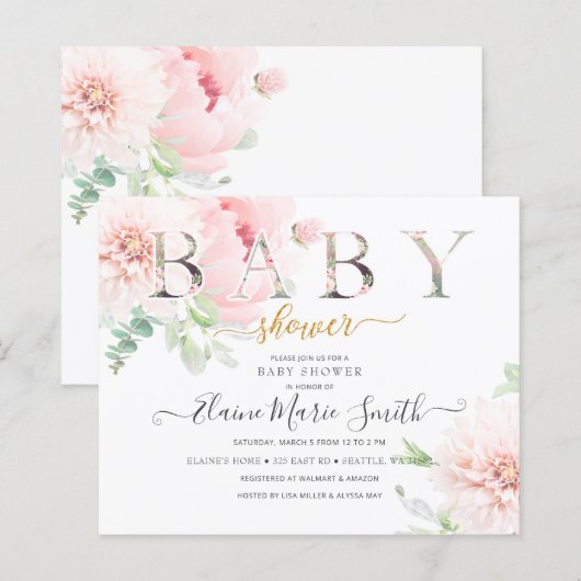 Budget Floral Girl Baby shower (Voorkant / Achterkant)