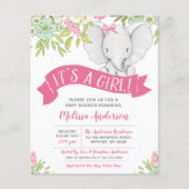 Budget Floral Girl Elephant Baby shower (Voorkant)