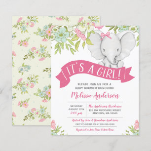 Budget Floral Girl Elephant Baby shower