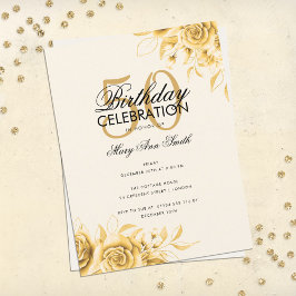 Budget Floral Glam Birthday Elegant Gold Cream Briefkaart