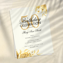 Budget Floral Glam Birthday Elegant Gold Cream
