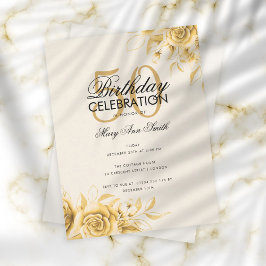 Budget Floral Glam Birthday Elegant Gold Cream Kaart