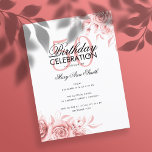 Budget Floral Glam Birthday Party Roos Gold Briefkaart<br><div class="desc">Elegant 'Birthday Party Program' met Floral Arrangement in Roos Gold met aangepaste tekst.</div>