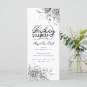 Budget Floral Glam Birthday Party Silver (Staand voorkant)