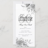 Budget Floral Glam Birthday Party Silver (Voorkant)