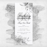 Budget Floral Glam Birthday Party Silver<br><div class="desc">Elegant ontwerp "Birthday Party Program" met Floral Arrangement in Silver met aangepaste tekst.</div>