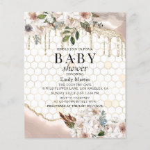 BUDGET Floral Glitter Drip Marble Baby shower