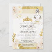 budget Floral glitter Gold prinses Quinceanera in Kaart (Voorkant)