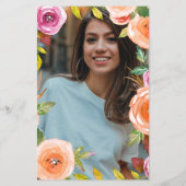 Budget Floral Gold Photo Afstuderen Uitnodiging (Achterkant)