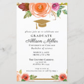 Budget Floral Gold Photo Afstuderen Uitnodiging (Voorkant)