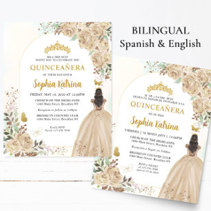 Budget Floral Gold TWEETALIG Spaans Quinceanera