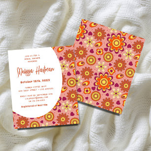 Budget Floral Groovy bruidsdouche uitnodiging Flyer