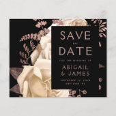 Budget Floral Ivoor Roos Gold Save the Date (Voorkant)