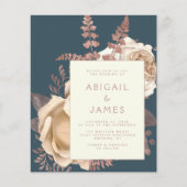 Budget Floral Ivoor Roos Goud Blauwgroen QR Code H (Voorkant)