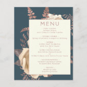 Budget Floral Ivoor Roos Goud Blauwgroen Trouwmenu (Voorkant)