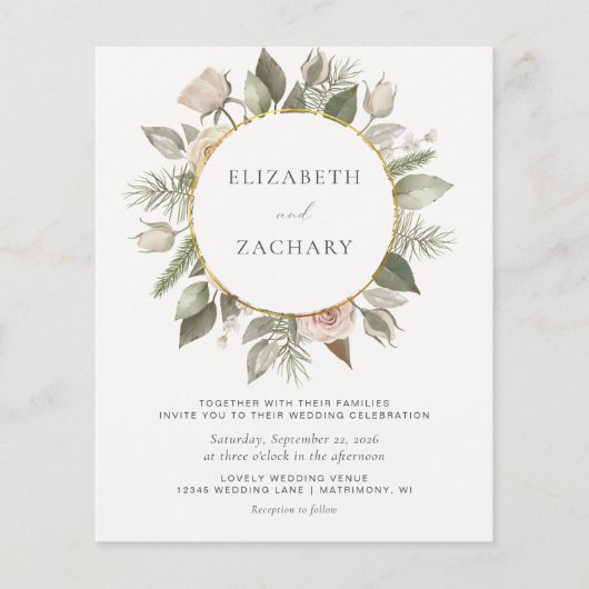 Budget Floral Ivory Waterverf Wedding (Voorkant)
