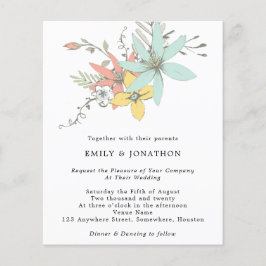 Budget Floral laat koraal Blauwgroen bruiloft uitn