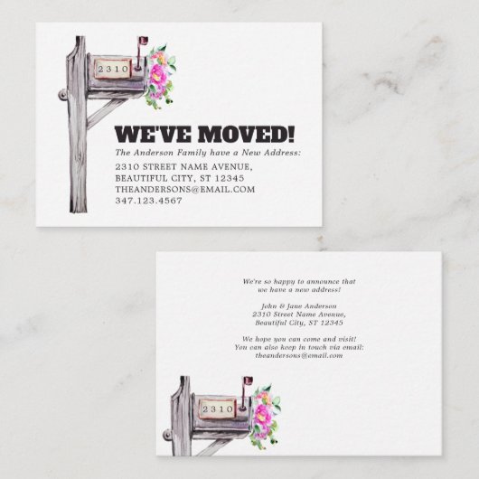 Budget Floral Mailbox New Home Moving Aankondiging (Voorkant / Achterkant)