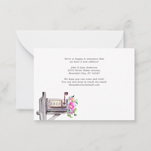 Budget Floral Mailbox New Home Moving Aankondiging (Achterkant)