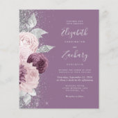 Budget Floral Mauve Pink Silver Glitter Wedding (Voorkant)