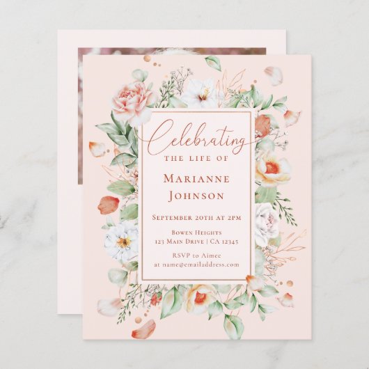 Budget Floral Memorial Viering van het leven (Voorkant / Achterkant)