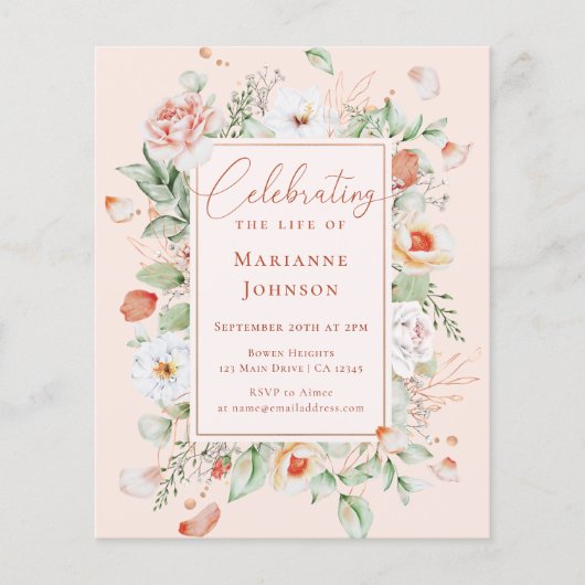 Budget Floral Memorial Viering van het leven (Voorkant)