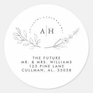Budget Floral Monogram Adres Etiket