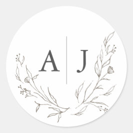 Budget Floral Monogram Seal Ronde Sticker